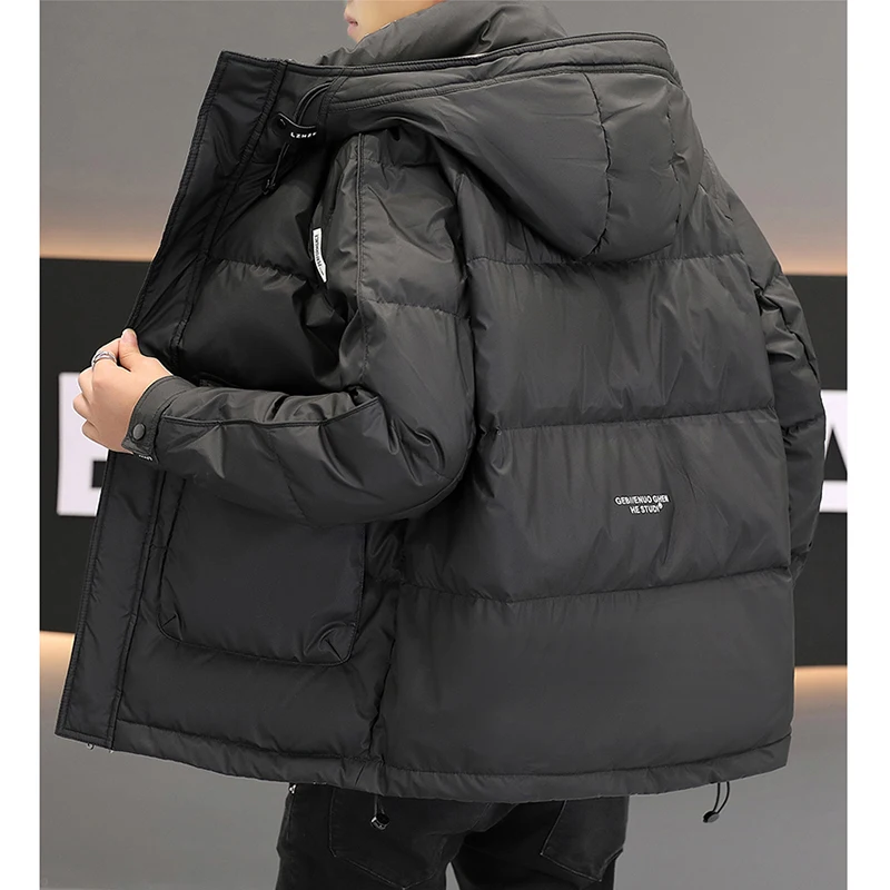 Fashion Men's Winter Duck Down Jackets Casual Streetwear Windproof Warm Hooded Puffer Coats Outdoor Solid Thicken Parkas Clothes