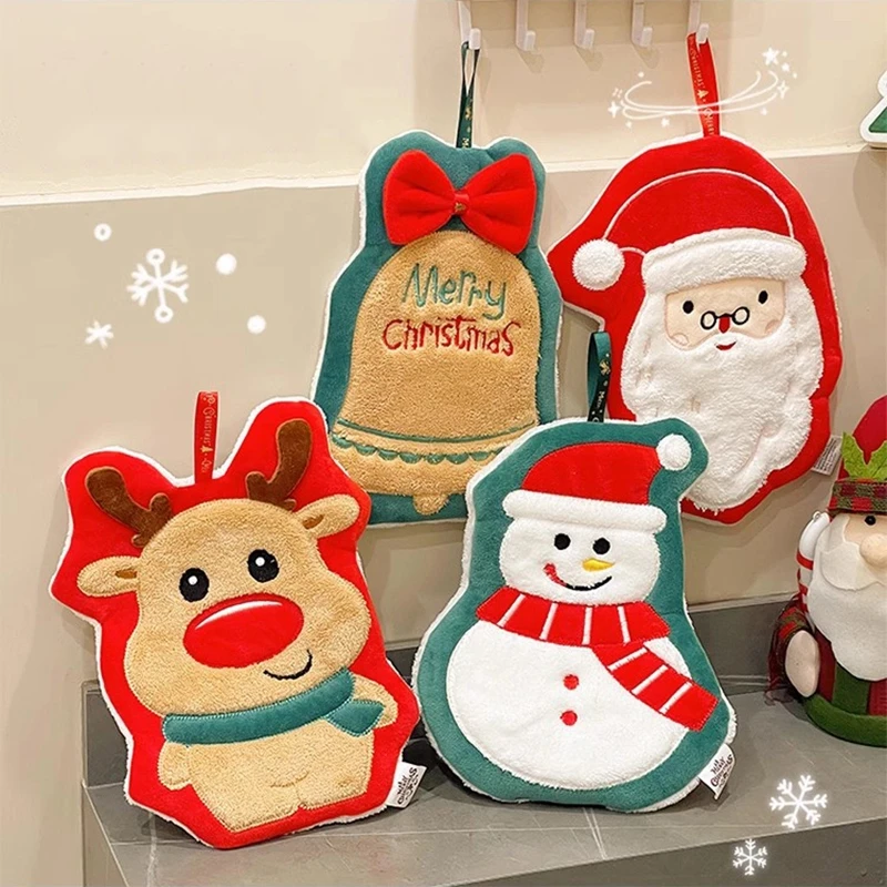 Christmas Hand Towel Christmas Decoration Cute Hand Wipe Cloth Cleaning Cloth Xmas Handkerchief New Year 2025 Home Decor