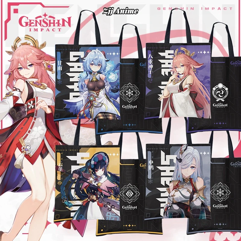 

Женская холщовая сумка-шоппер Game Genshin Impact Arataki Прокат Kazuha Yae Miko Ganyu Kamisato Ayaka, сумка на плечо в стиле Харадзюку