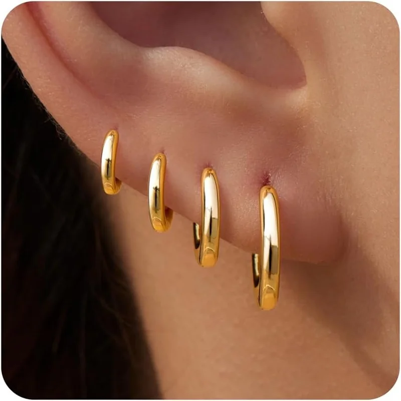 4Pair/set Stainless Steel Circle Hoop Earrings For Women Classic Small Helix Hoops Loop Ring Huggie Cartilage Piercing Jewelry_voghion.com