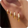 Boucles d'oreilles circulaires en acier inoxydable pour femmes, 4 paire/ensemble, petits cerceaux classiques à hélice, anneau Huggie, Piercing du Cartilage, bijoux