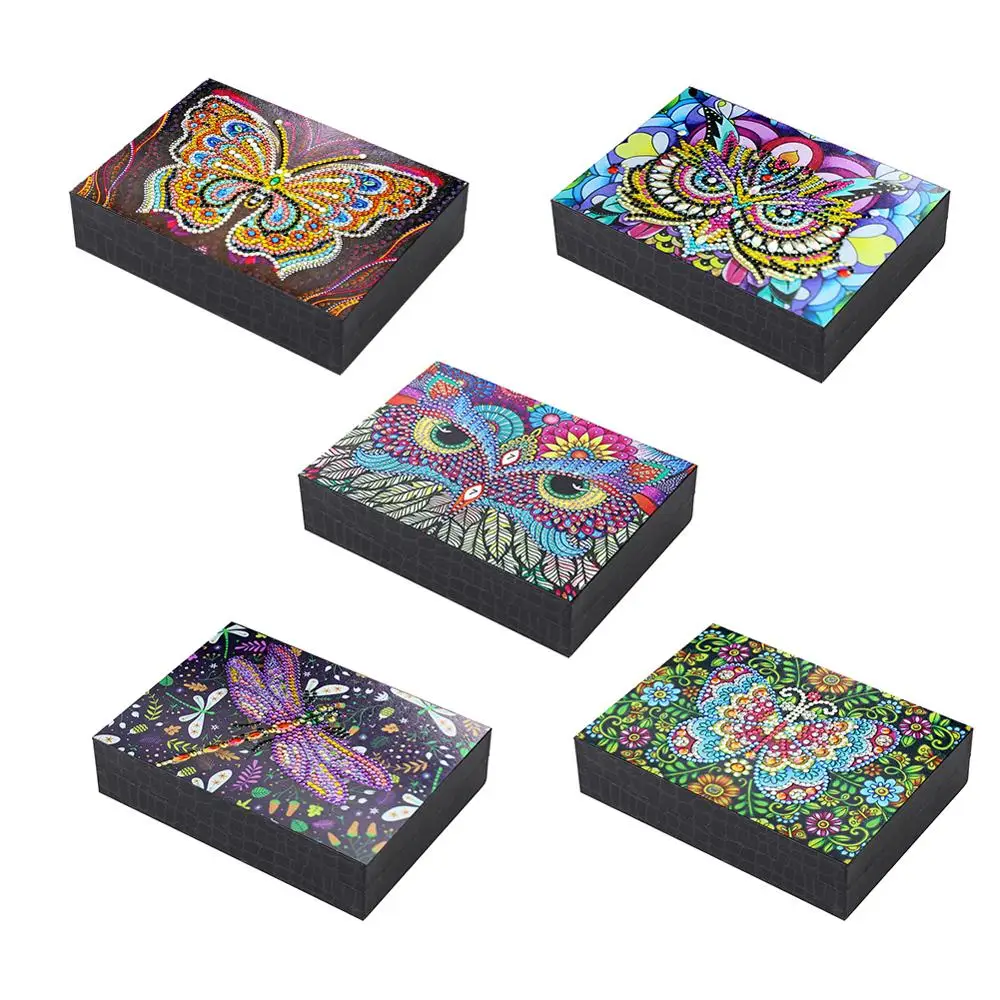 

DIY Diamond Painting Jewelry Storage Box Wooden Earrings Necklace Storage Case Special Shaped Drill Mosaic Embroidery Box Gift
