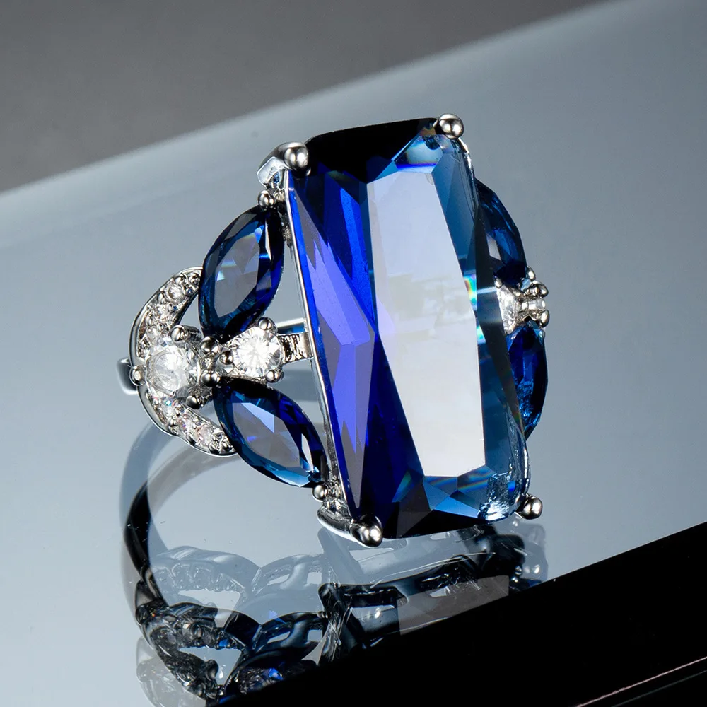 Sapphire Engagement Ring European and American Fashion Horse Eye Ring Jewelry Engagement Rings