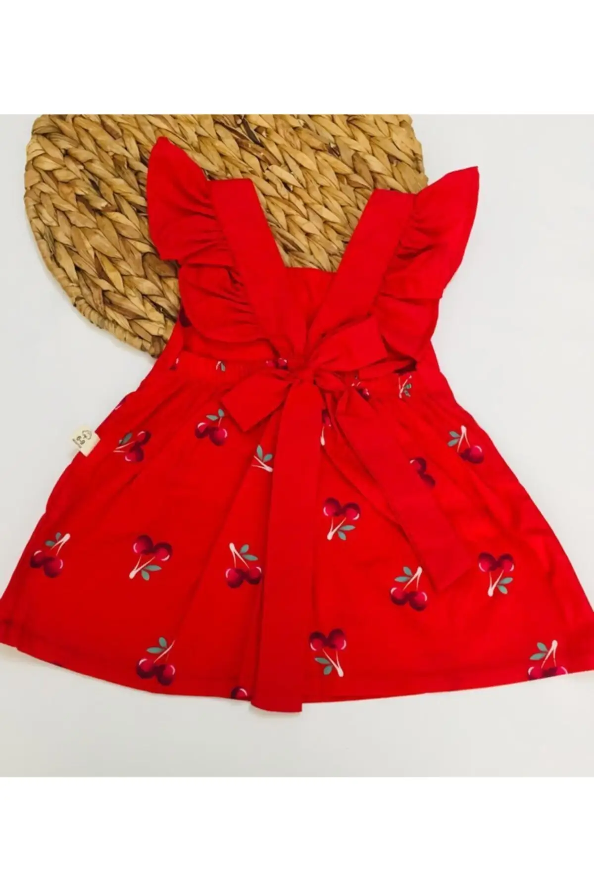 

Cherry Red Dress Cotton Sleeveless Trend Printed Clothing