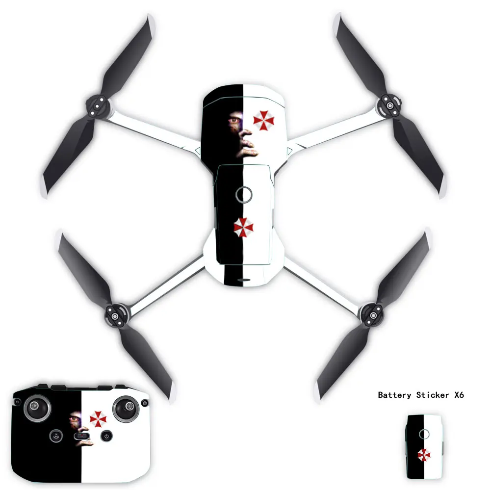 PVC Stickers Waterproof Skin Decals for DJI Mavic Air 2 Decal Skin Sticker Drone Body + RC + 3 Battery Protection Film Cover set