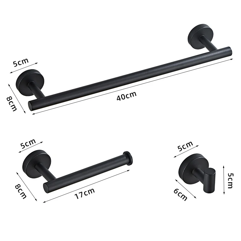 

Bathroom Accessories Hardware Set Hook Towel Rail Bar RackRound Black Gold Stainless Steel Shelf Tissue Paper Holder DIY