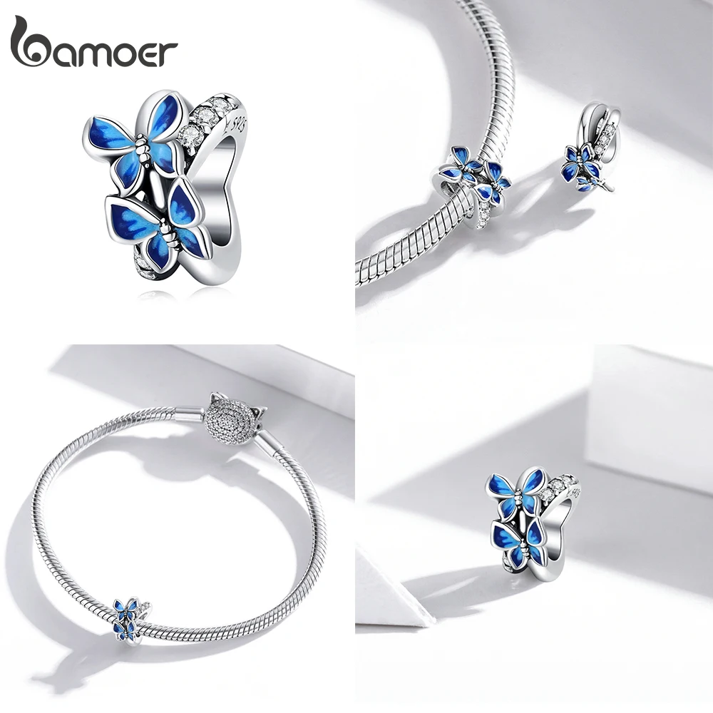 Silver pendant 925 Sterling Silver Colorful Birds Flowers Leaves CZ Pendant Spring Charm fit Original Bracelet Jewelry Accessories DIY
