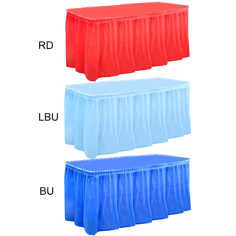 Plastic Table Skirt & Tablecloth Set-Rectangular Table Cover with Matching Skirt Easy Fit