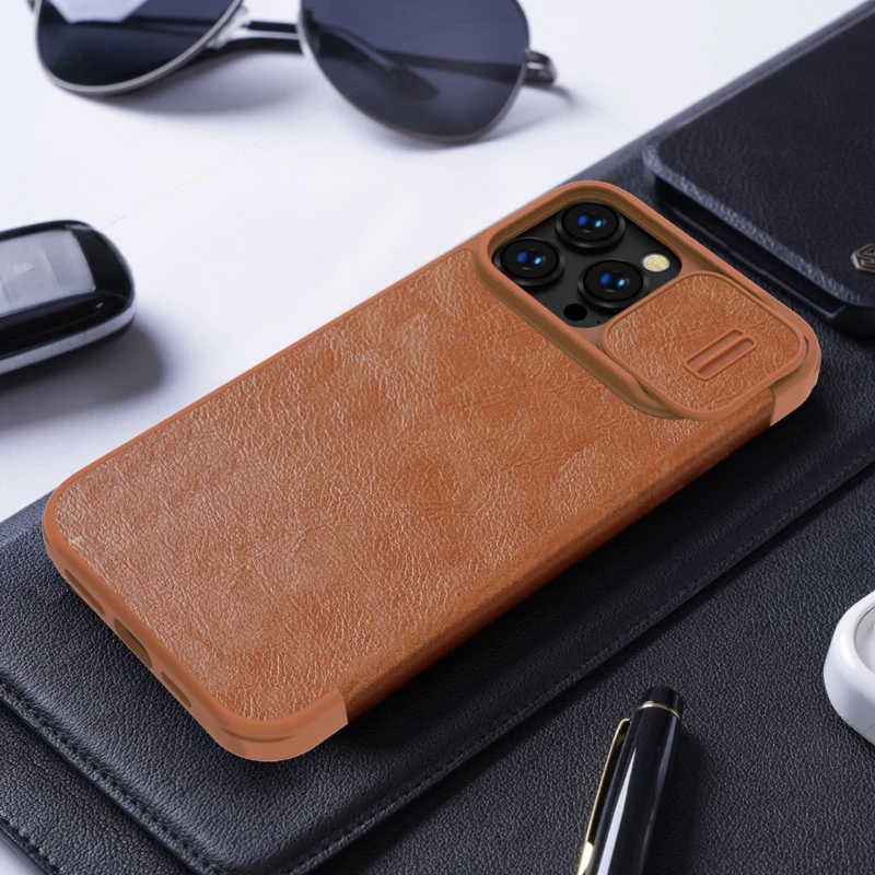 For iPhone 14 Pro Max Case Nillkin Qin Leather Flip Cover Slide Camera Lens Protection Case For iPhone 14 Plus Book Case