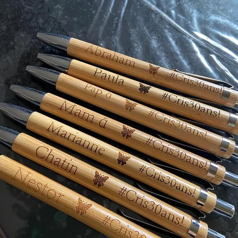 Personalized Ballpoint Pens Bamboo Pens Engraved Ballpoint guestbook pen Rustic Wedding Party Gifts for Guests Party Supplies
