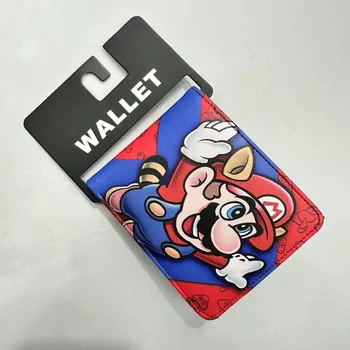 Portafoglio periferico classico Super Mario Portafoglio porta carte pieghevole in pelle PU impermeabile con stampa a colori corta