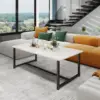 Industrial Coffee Table with Rectangle Wood and Stable Metal Frames, Rustic Vintage Living Room Table for Living Room, Office 4