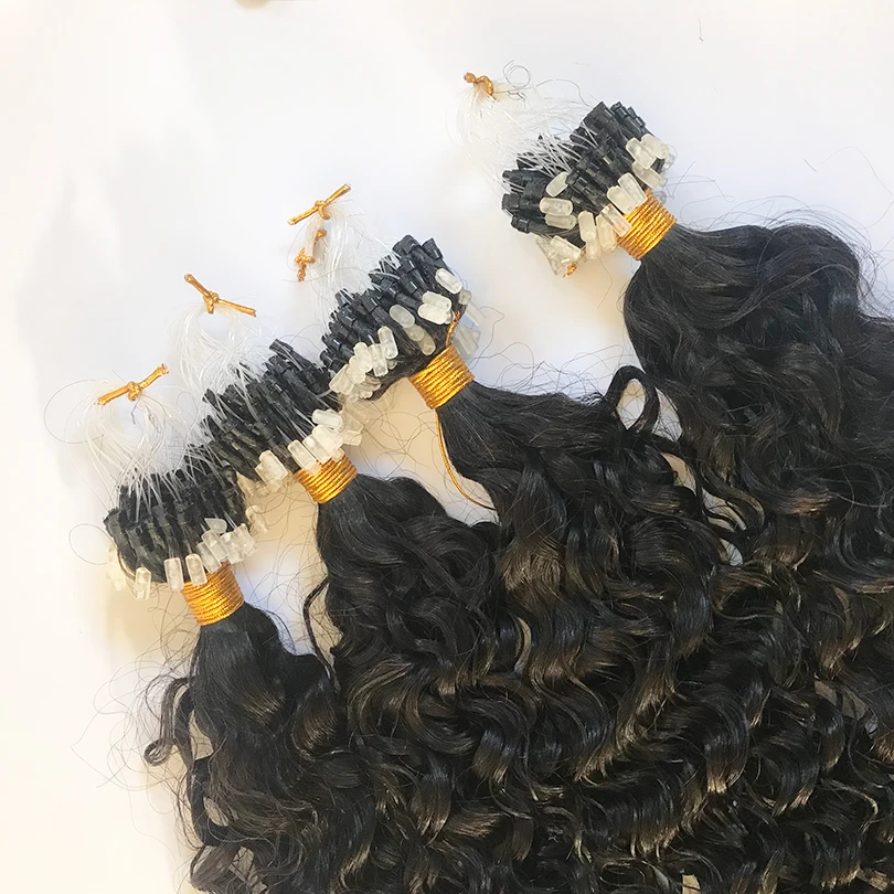 Extensões do Cabelo do Grânulo Micro Cabelo Humano Strand Malaio Remy Laço Anel Cor Natural 8-30 Polegada 1g - 5 humano 1g strand malaio remy micro laço