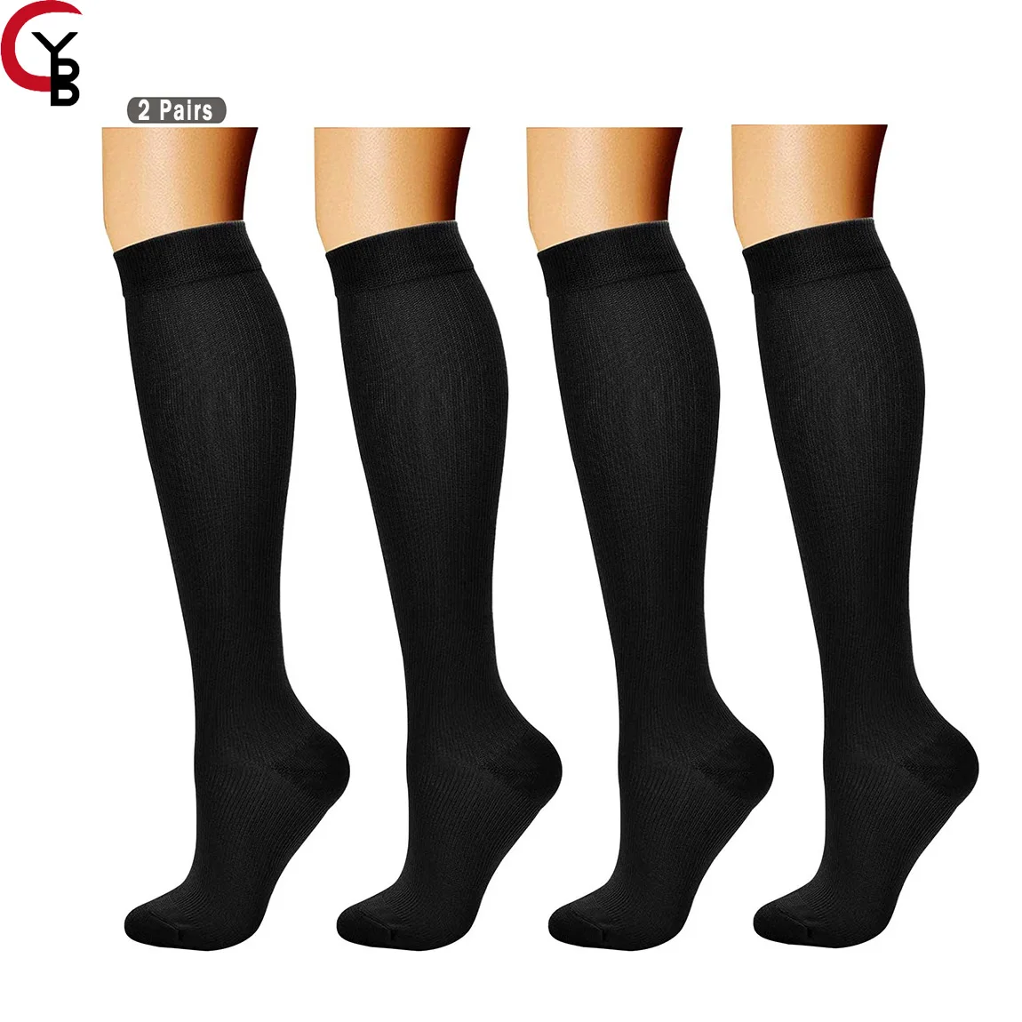 2 Pairs Compression Socks for Women Circulation15-20 mmHg is Best Support for Athletic Running Cycling Gym Travel Sports Workout