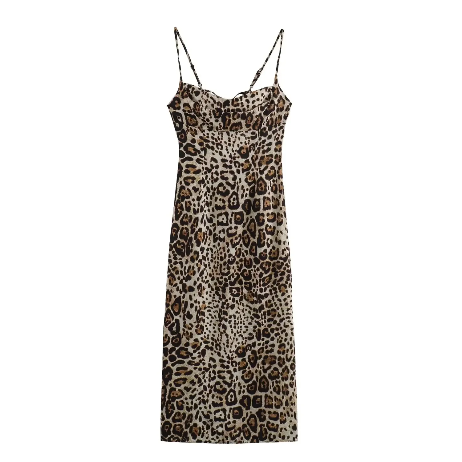 

Women's New Chic Fashion Sexy Slim Fit Backless Animal Print Stripe Midi Dress Retro Sleeveless Thin Straps Women's Dress Mujer