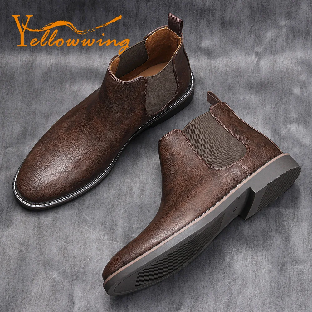 40-46 Retro Men Chelsea Boots Brand Comfortable Leather Boots Fashion Casual #KD5237