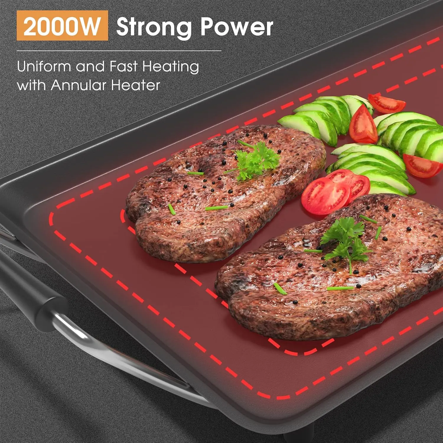 35" Electric Griddle Teppanyaki Grill, Nonstick Extra Large Cooking Plate for Pancake Barbecue, Indoor Outdoor Table Top 4