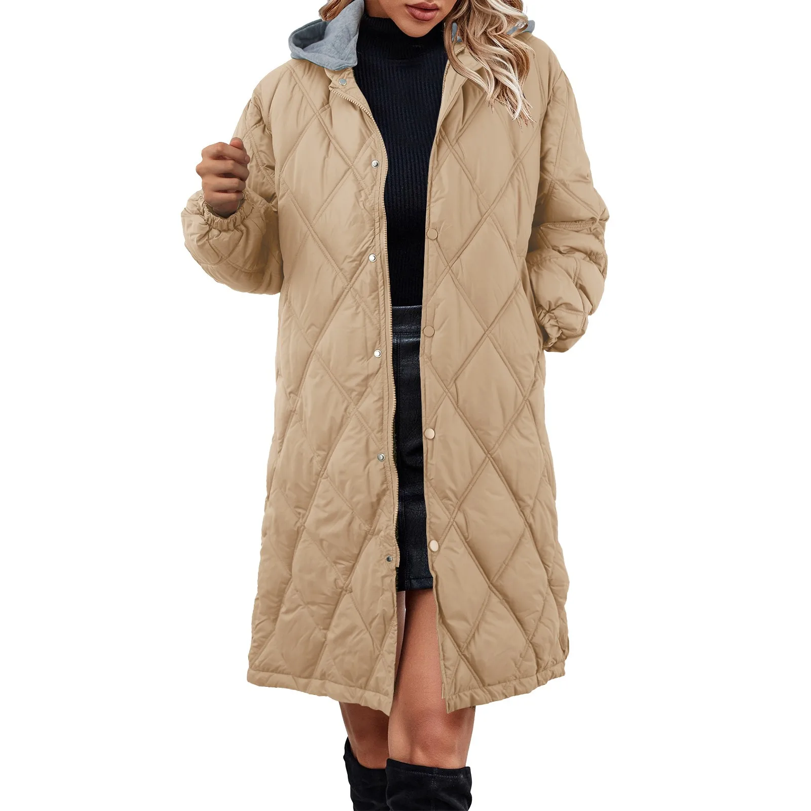 

Women Casual Hooded Pocket Coat Lightweight Jacket Winter Coats For Women Long Padded Bubble Coat Knitted top Pullovers