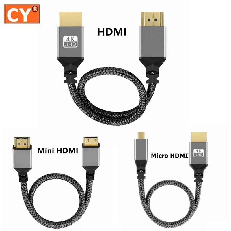 Нейлоновая оплетка 4K 60 Гц ТПУ HDMI 1080P Micro Mini к HDMI-совместимому удлинительному штекеру кабеля для камеры PS3/4/5 проектора ТВ приставки ноутбука