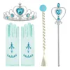 Girls Elsa Anna Accessories Set Kids Party Princess 4 Piece Set Snow Queen Snowflake Magic Wand Tiara Crown Gloves Wig Braid 1