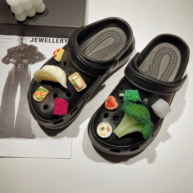 3D Food Croc Charms Designer DIY Broccoli Fruit Anime Shoes