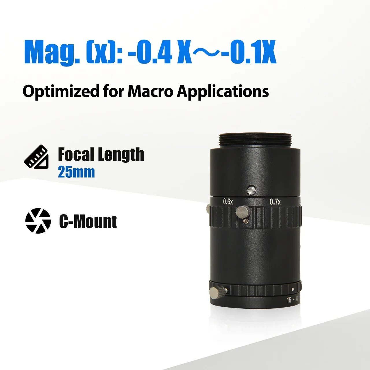 IMX183, IMX530/540, IMX531/541, IMX253/304 센서용 VisionDatum -0.8X -0.5x 50mm 광학 매크로 렌즈