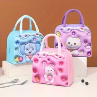 Cartoon Insulated Lunch Box Bag Handheld Bento Bag 3D Lunch Insulation Bag Aluminum Foil Thick Lunch Box Bag Cute Bunny for Girl 1