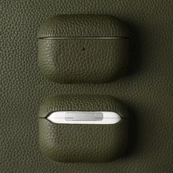 Luxury Handmade Genuine Leather Protective Case - Airpods 5 (Army Green)