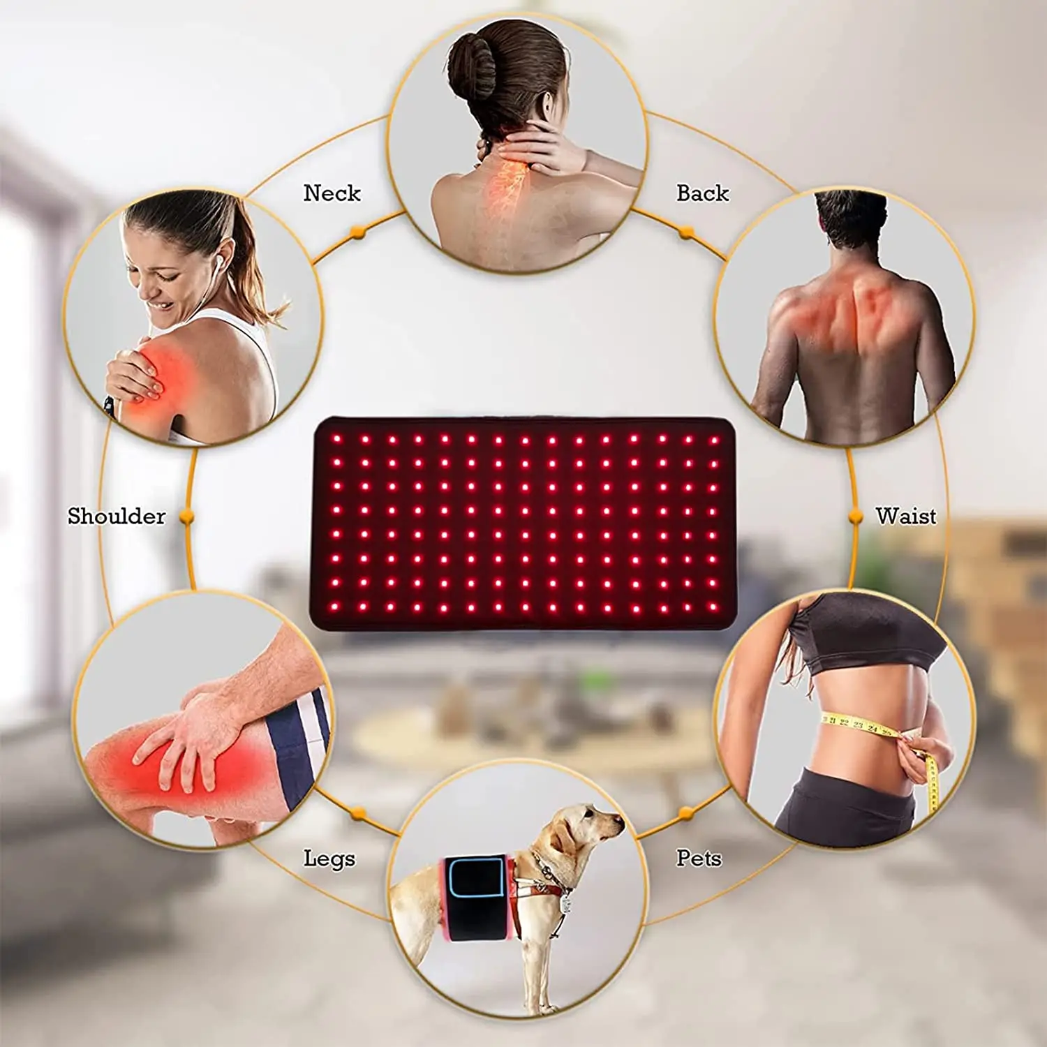 Light Therapy Belt LED Red Light Therapy Belt Pad Pain Relief Near Infrared Light 660nm 850nm Red Wrap 360 For Weight Loss Back Shoulder