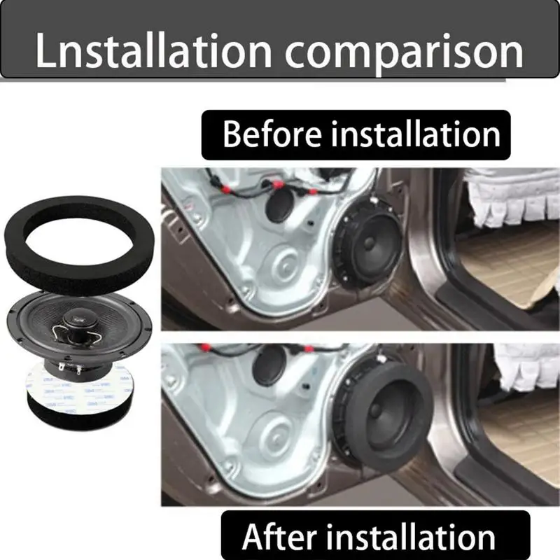 6.5 Inch Car Speaker Ring Bass Foam Baffles Door Trim Sound Insulation Cotton Self Adhesive Insulation Ring