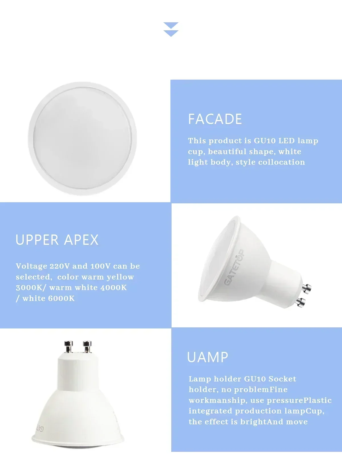 10PCS LED Spotlight GU10 9W 120degree 38degree 3000K 4000K 6000K AC 110V 220V Sf1f957a474e143a9b2104cfbed410c3b2