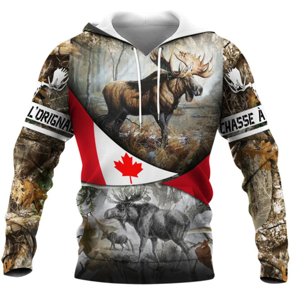

Animal Moose Hunting Deer 3D All Over Printed Men Hoodie Harajuku Unisex Hooded Sweatshirt Zip Pullover Casual Streetwear