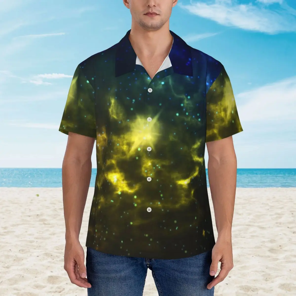 

Cosmic Starry Sky With A Bright Star Space Beach Shirt Hawaiian Casual Shirts Loose Blouses Short Sleeve Harajuku Graphic Top