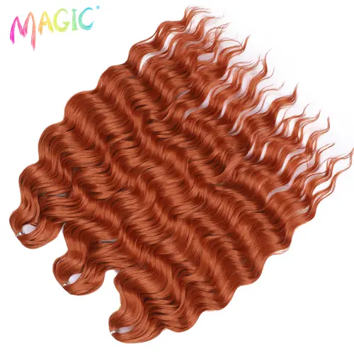 Anna Synthetic Hair 24 Inch Water Wave Braiding Hair Extensions Ombre Blonde Deep Wave Afro Curl Twist Crochet Hair for Women - Image 67