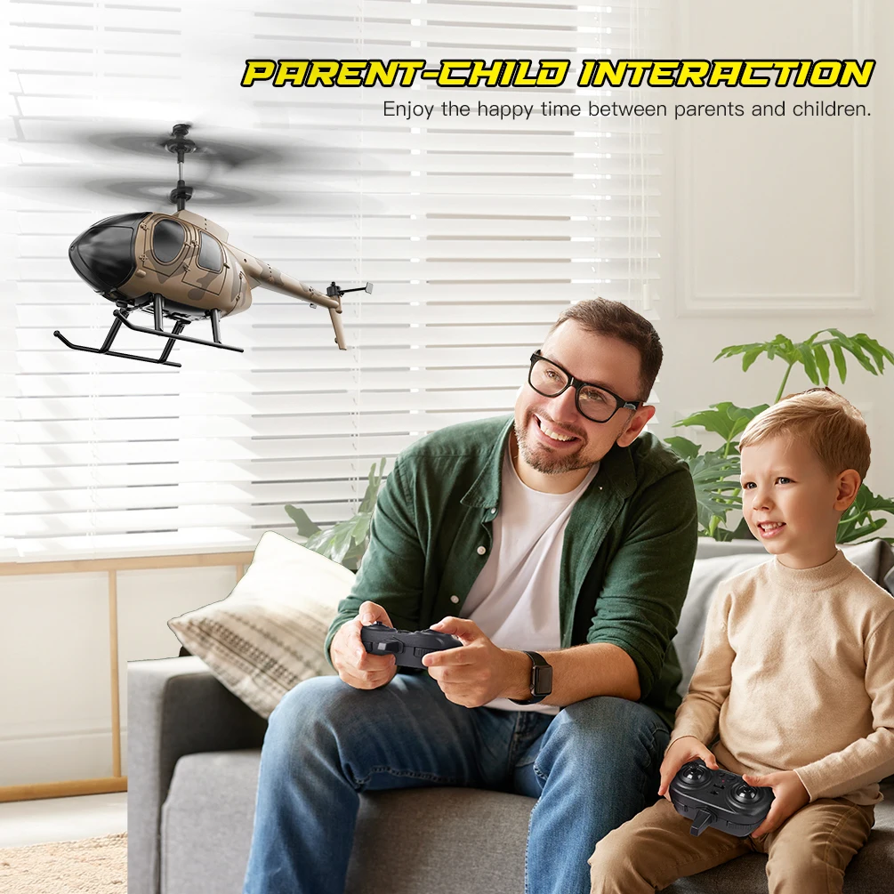 Vatos remote controlled helicopter camouflage 2.4GHz radio indoor RC helicopter toy one click takeoff for boy children adults 4