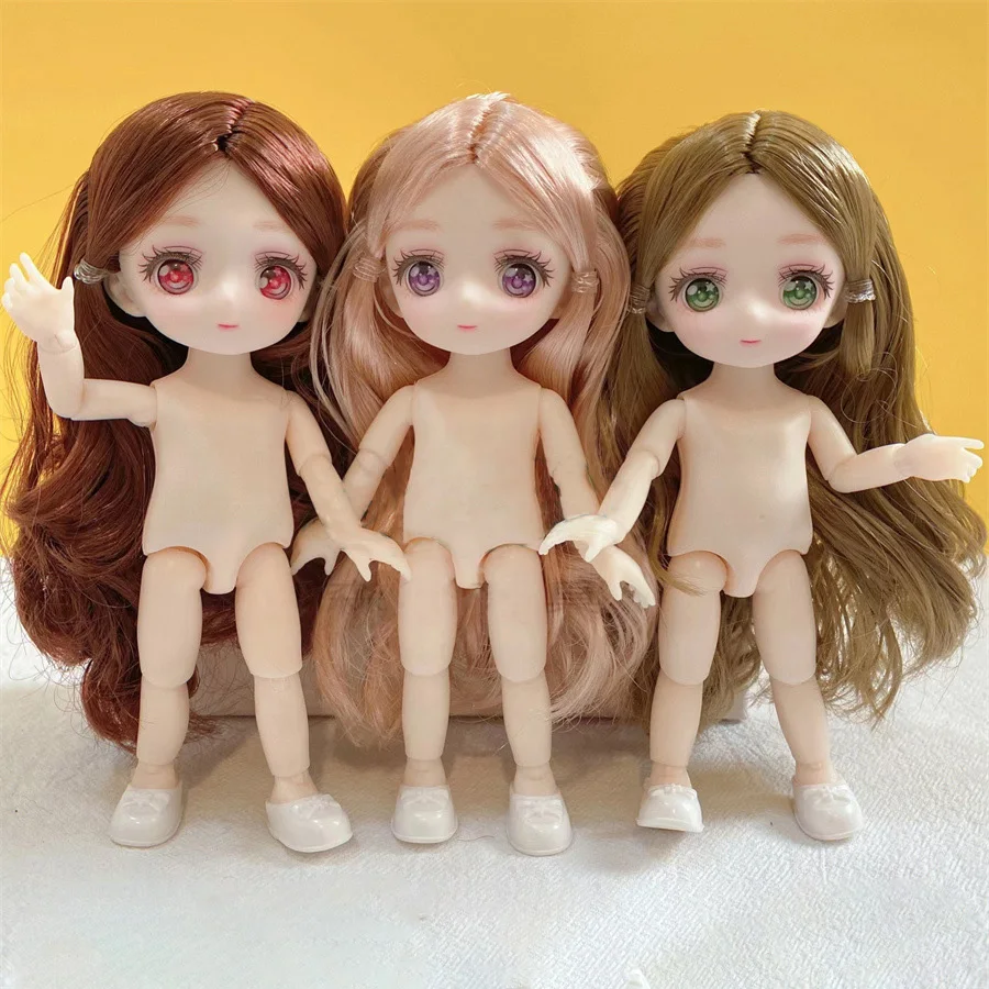 

17cm Two-dimensional Comic Face 3D Eyes Dress Up Doll Cute Little Cute Baby Doll Kids Girls Doll Toy Gift Bjd Doll Lol Doll