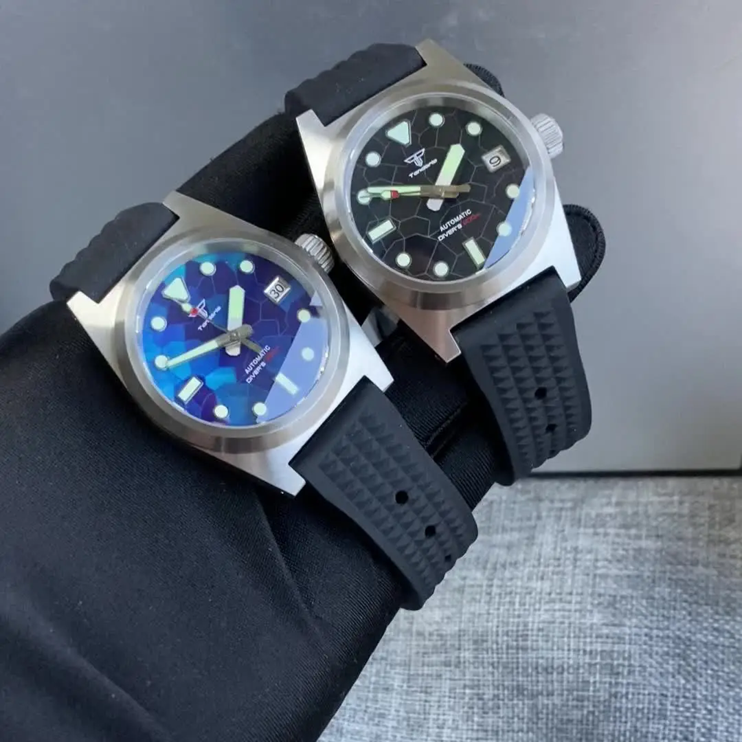 Tandorio-時計バンドトップブランド,38mm,ダイバーズブルーカラー,時計 