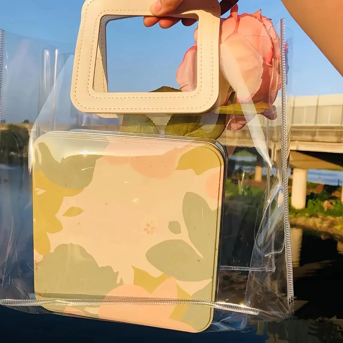 1/5pcs-Plastic Transparent Handbag Women Fashion Shopping Bags Party Bags Retail Bags Wedding Candy Pakcaging Box