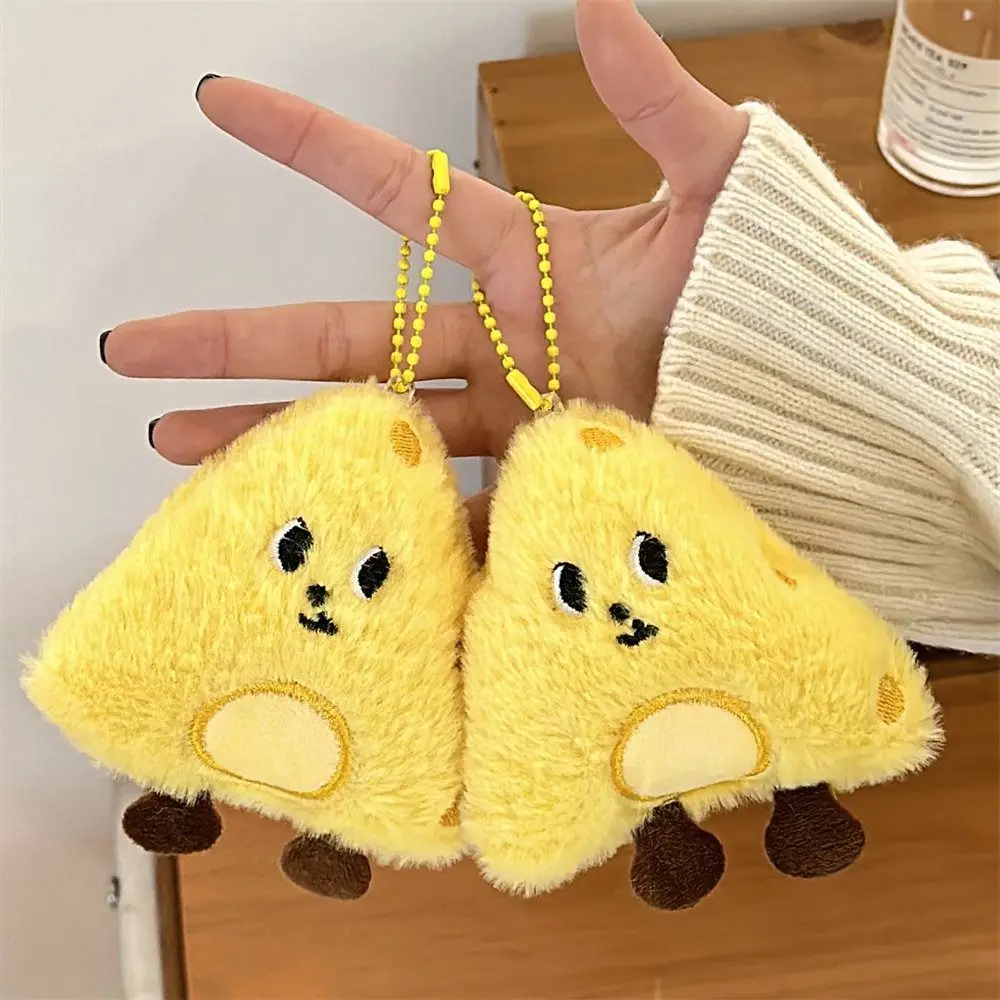 여아용 봉제 치즈 봉제 인형 키체인, 재미있는 카와이 만화 옐로우 치즈 브로치, 다운 키링, 귀여운 치즈 펜던트 