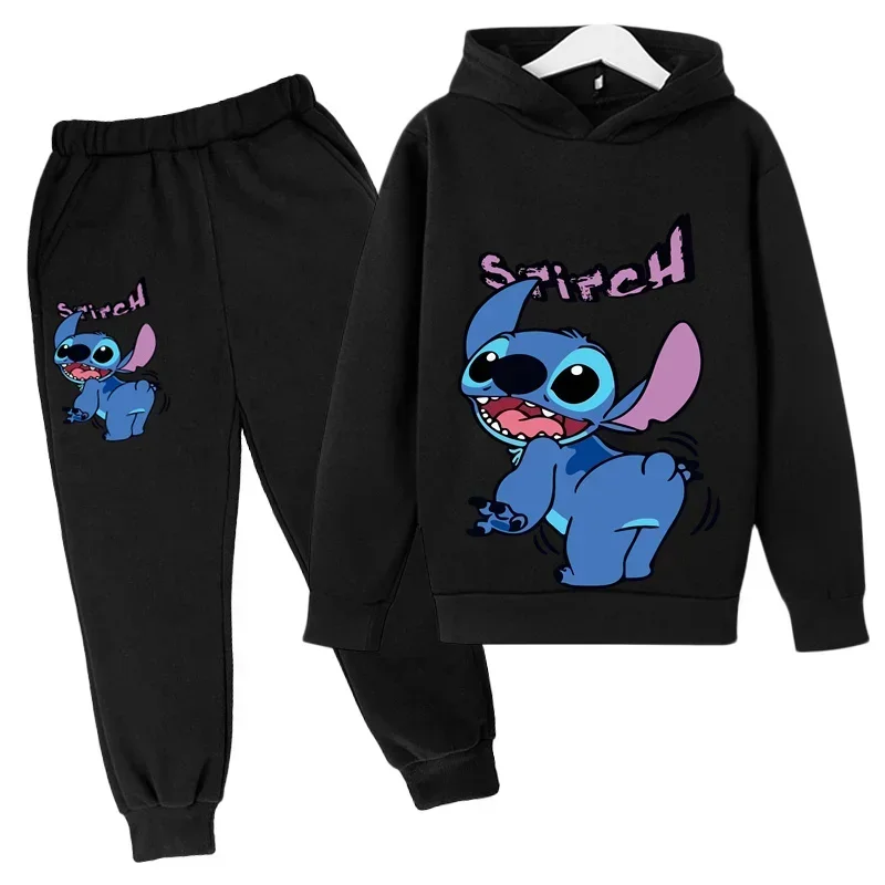 

Детские комплекты с капюшоном и мультяшным принтом Disney Stitch, свитшот для мальчиков и девочек, детские топы, детские пуловеры, одежда для подростков
