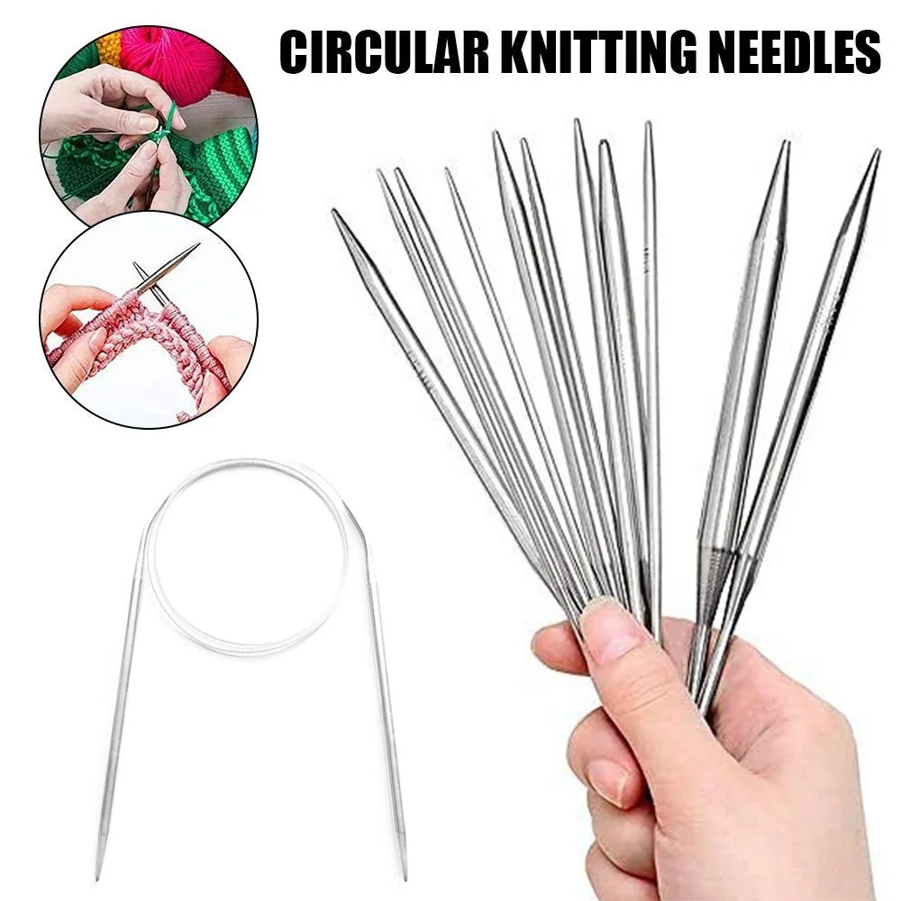 14 Sizes 2.25-10.0mm Stainless Steel Circular Knitting Needles Crochet  Needles for Knitting DIY Weaving Tools 40/80/100/120cm - AliExpress