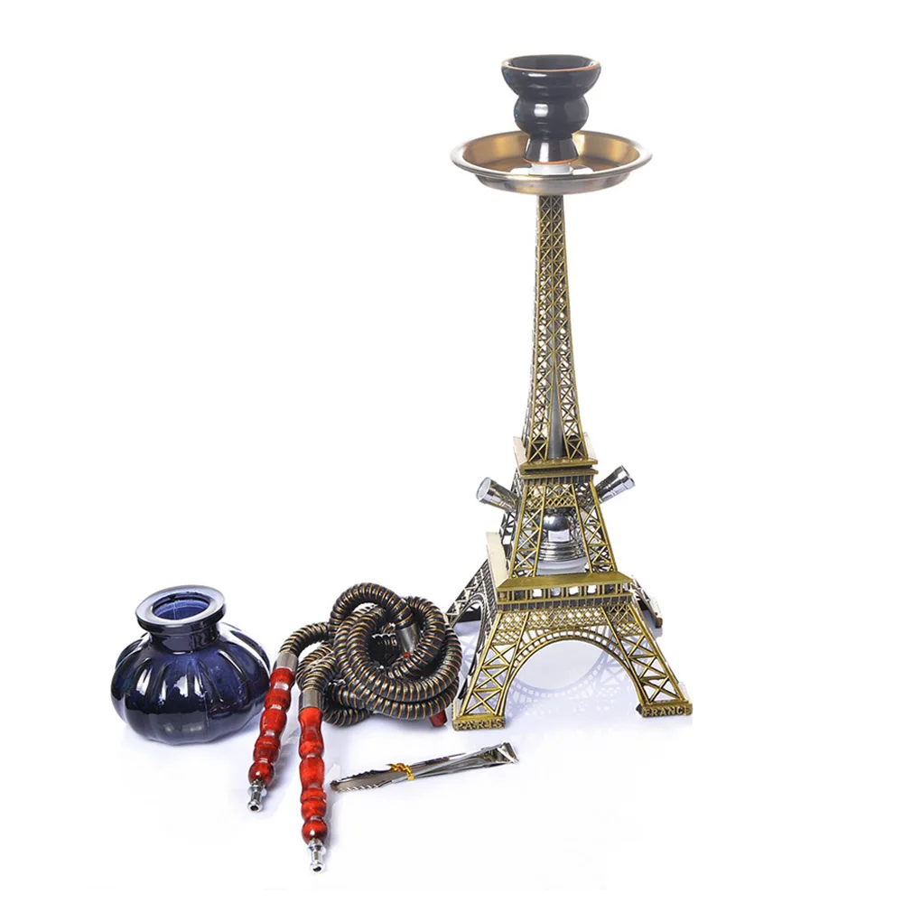 Tower Hookah Shisha Pipe Set Double Hookah Hoses Glass Base Ceramic Bowl Charcoal Tongs Chicha Narguile Sheesha Smoking