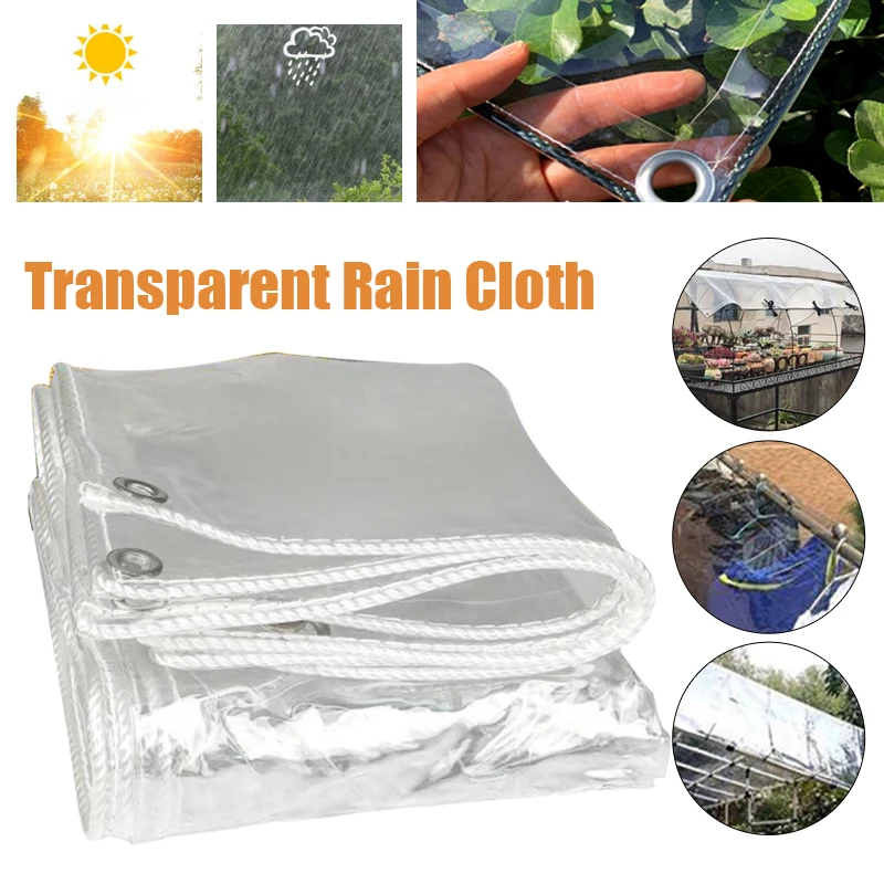 

Transparent PVC Tarpaulin Rainproof Cloth Heavy Duty PVC Patio Plant Cover Garden Plants Clearly Tarp Cover Waterproof Canvas