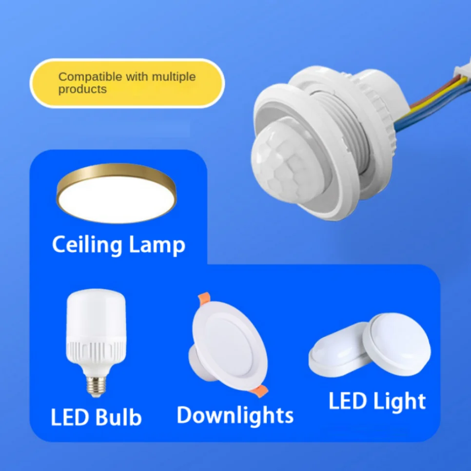 Joli de détecteur de mouvement infrarouge LDHLM, interrupteur intelligent, LED, marche et arrêt automatiques avec réglage, capteur PIR, 110V, 220V