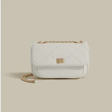 

Women's Chain Bag New Design Shoulder Crossbar Niche White Leather Crossbody Designer For Luxury Handbags Women Messenger Bags