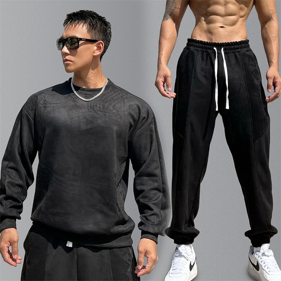 Mens Set Tracksuit Sportwaer Jogger Suit Spring Autumn Fashion Long Sleeves T-shirt+Long Pants 2 Pieces Sets Men Street Clothes
