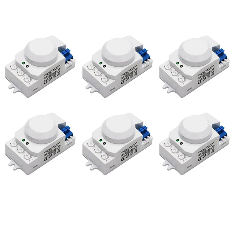 

6X 5.8GHz HF System LED Microwave 360 Degree Motion Sensor Light Switch Body Motion Detector,White