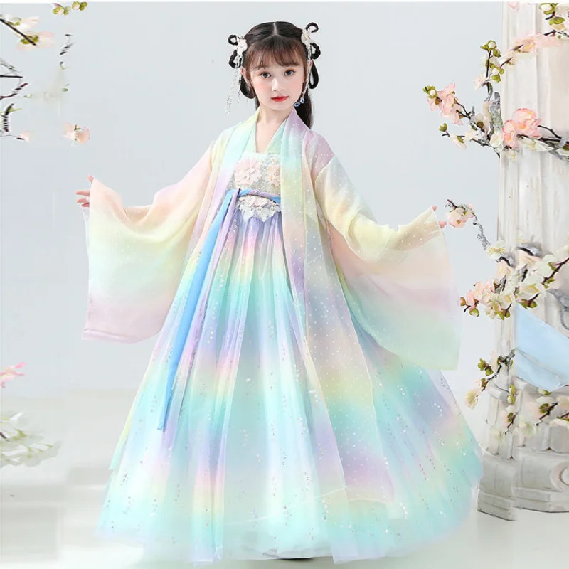 

3-10-12 Christmas Dress For Girls Kids Embroidery Gown Dresses Chinese Folk Children Hanfu Party Princess Costumes Fairy Cosplay