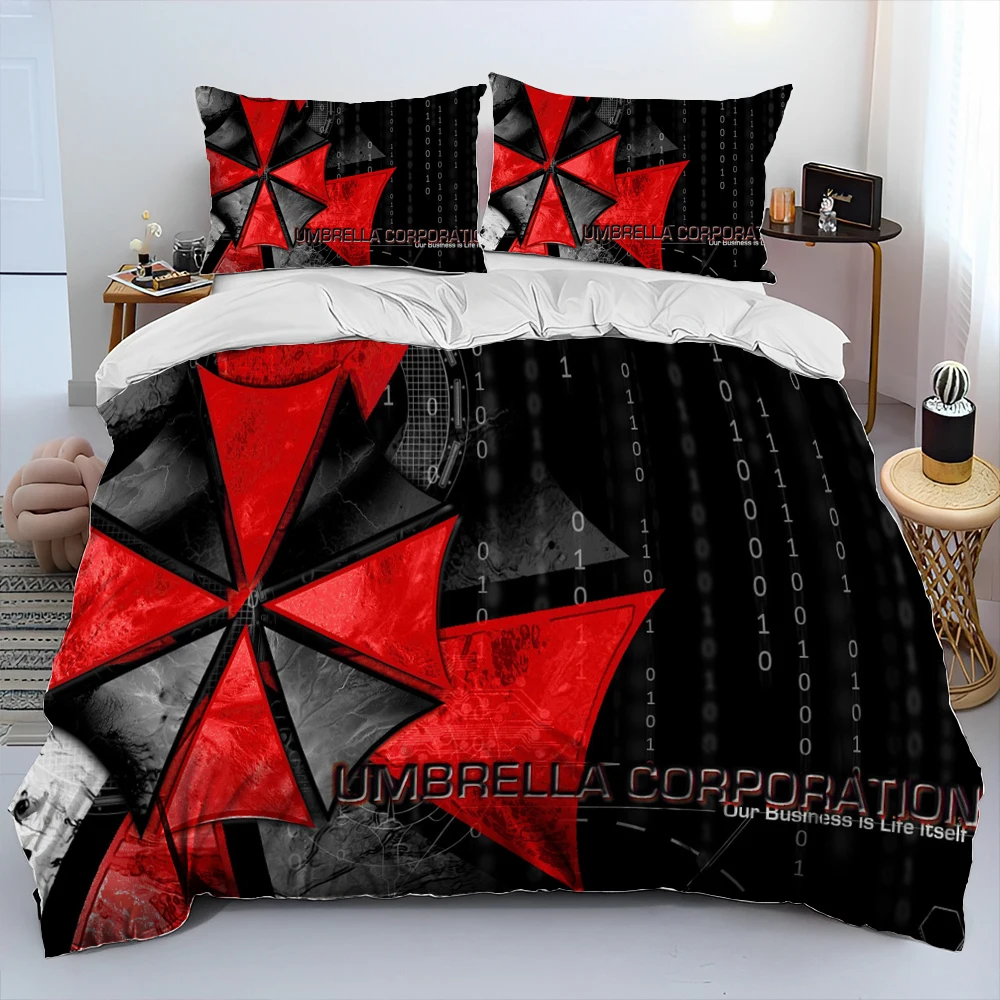 3D R-Resident Evil Games Gamer Comforter Bedding Set, Copripiumino Set Copripiumino Federa, King Queen Size Bedding Set Kid