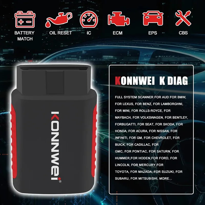 KONNWEI KDIAG Full System Auto Scanner Reset SAS EPB Service ECU Programmer OBD OBD2 Car Diagnostic Tool pk Thinkdiag MINI 3